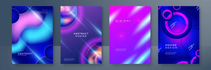Set of Modern Abstract Geometric Poster Designs. Perfect for modern design projects, digital art, and creative inspiration. Each piece exudes a unique, futuristic aesthetic