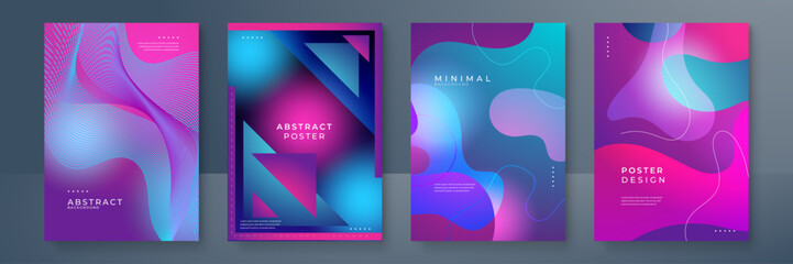 Modern Abstract Poster Collection With Geometric Shapes and Vibrant Colors