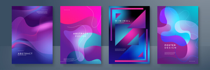 Set of Modern Abstract Geometric Poster Designs. Perfect for modern design projects, digital art, and creative inspiration. Each piece exudes a unique, futuristic aesthetic