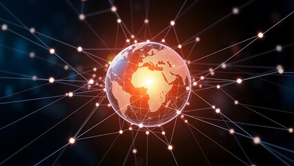 Digital globe interconnected lines, global teamwork