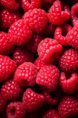Close up of fresh, ripe raspberries.