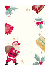 hand drawn of christmas frame with watercolor