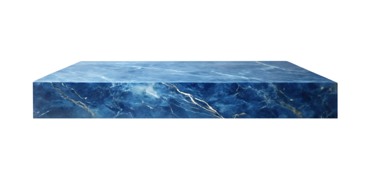 empty blue marble  sandstone for product placement stage isolated on transparent background