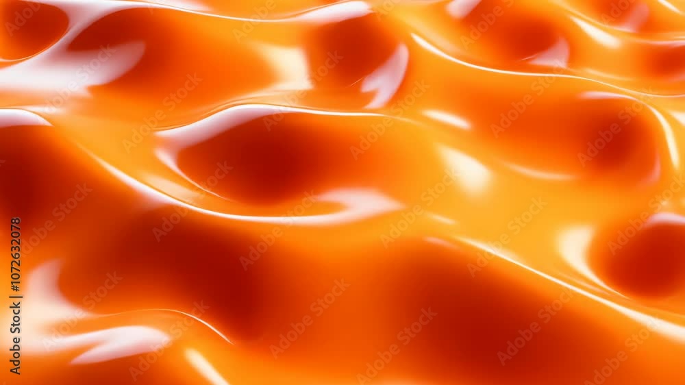 Poster a close-up of an orange, glossy surface with soft, wave-like patterns