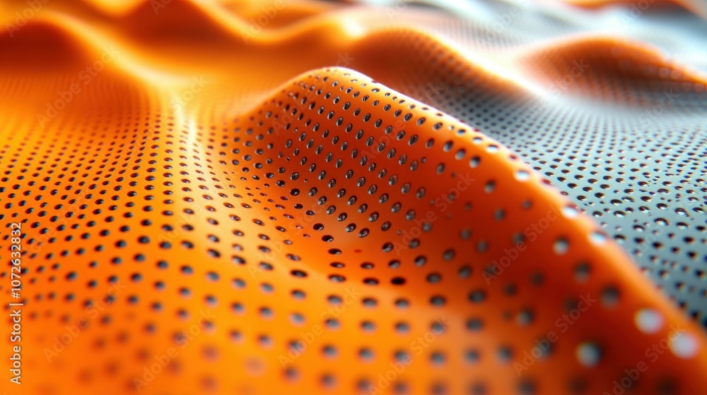 Aufkleber a piece of orange fabric with a pattern of dots. the dots are small and close together, creating a s