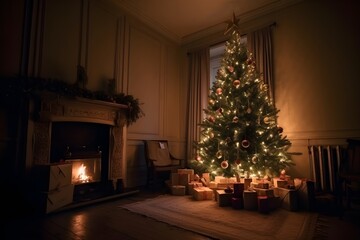 christmas tree with fireplace