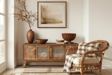 Minimalistic composition of sitting room interior