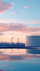 silo stands  in a grassy field under an overcast sky, 