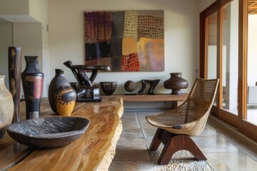 Minimalistic composition of sitting room interior