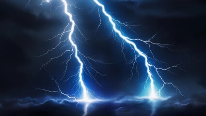 Fototapeta premium electric thunder lightning bolts against dark background dynamic natural energy concept