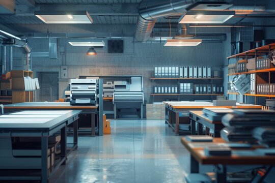 Interior of a modern office printshop