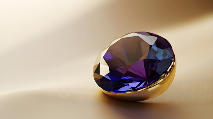 Future Dusk: Captivating Gemstone with Gleaming Gold Accent on Earthy Background