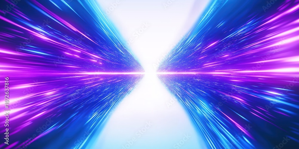 Aufkleber abstract digital art with blue, purple neon rays. shiny futuristic background with glow effect. line