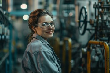Businesswoman talking to an engineer in factory industry