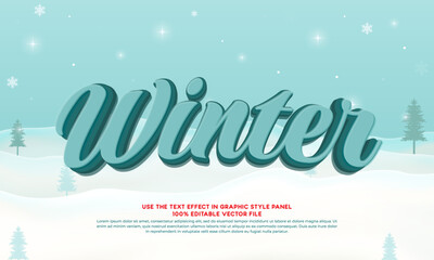 01 winter 3d text effect with cold ice theme. typography template for winter event
