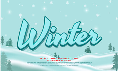 02 winter 3d text effect with cold ice theme. typography template for winter event