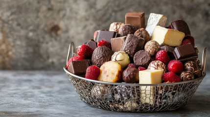 Gourmet Chocolate and Cheese Gift Basket with Raspberries