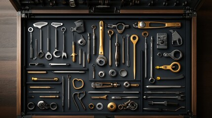 Fototapeta premium Organized Toolbox with Various Tools