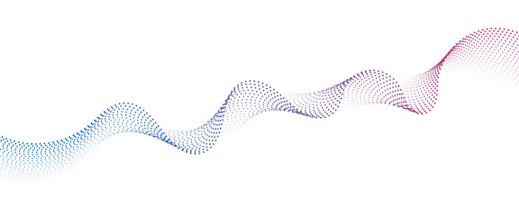Flowing Dot Wave halftone gradient pattern on transparent background