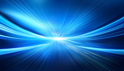 Fototapeta premium スピード感のある光の線 青 背景画像 Generative AI