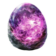 Raw amethyst brazilian rock isolated on transparent background with purple glow inside. For jewelry design and for computer game design