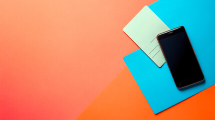 Obraz premium Boarding pass and smartphone on flat surface, space for copy