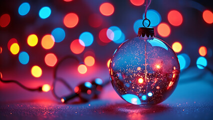 Obraz premium Sparkling Christmas Ornament with Bokeh Lights