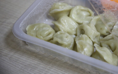 meat steamed dumplings on the table