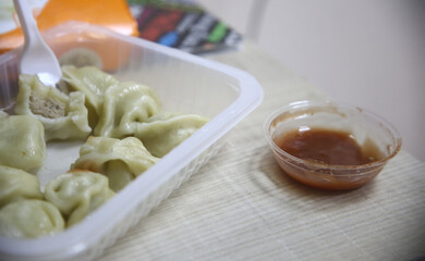 dumplings with meat on the table