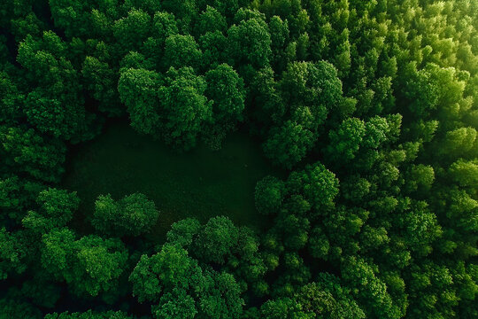 Clairi&egrave;re dans la foret, vue a&eacute;rienne