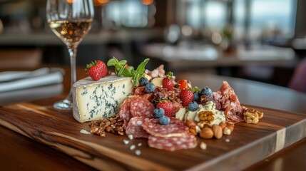 Delicious Charcuterie Board with Cheese and Berries