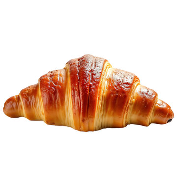 recommend clip art: Freshly baked croissant isolated on transparent background. Golden brown pastry with flaky layers. Buttery treat perfect for breakfast, brunch snack. Delicious French pastry for food blog, recipe, Png