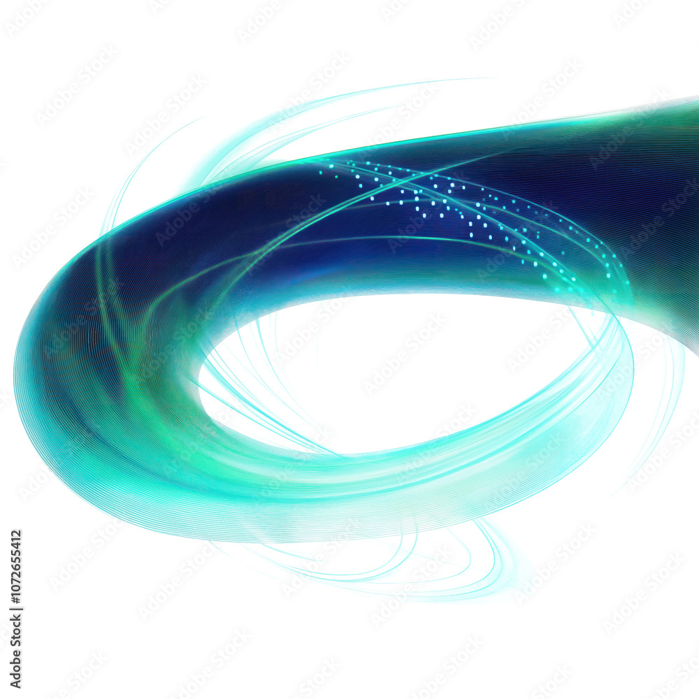 Poster abstract blue green glowing line. curved shape wave light effect. motion blur, dynamic futuristic de