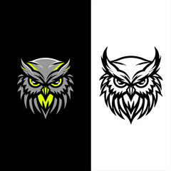 lighted owl head logo design