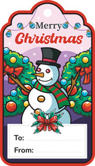 Vector Illustration of Snowman with Retro Mascot Illustration Available for Card Template