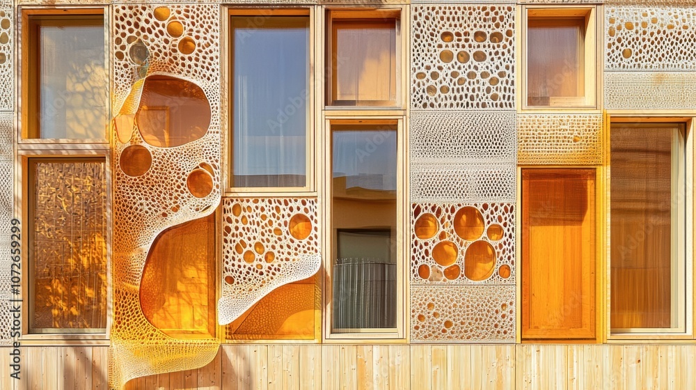 Poster modern architecture with unique textured facade