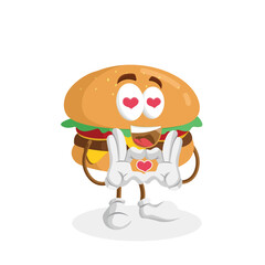 Burger Logo mascot in love pose