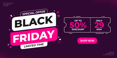 Black friday sale banner template background. Black friday special offer banner for social media or web banner. Super sale promotion for black friday sale