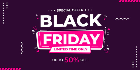 Black friday sale banner template background. Black friday special offer banner for social media or web banner. Super sale promotion for black friday sale