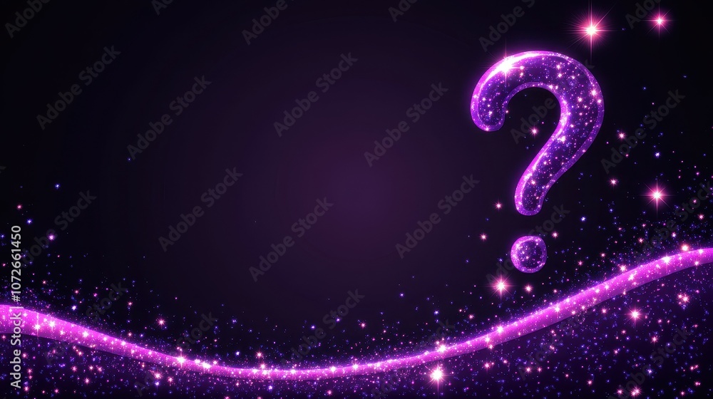 Poster a purple background with a large question mark in the middle