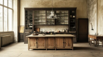 Rustic Kitchen Interior with Vintage Design Elements