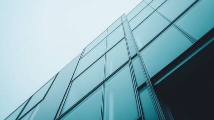 Obraz premium Modern Architecture with Glass Facade from Below Perspective