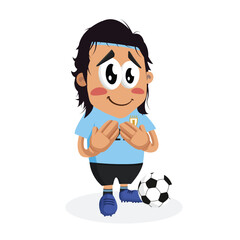 Character man football soft blue Logo mascot ashamed pose