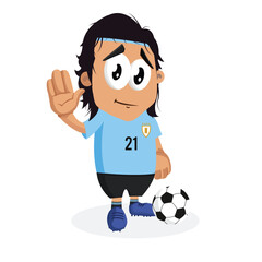 Character man football soft blue Logo mascot goodbye pose