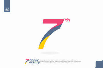 Number 7 logo icon design, 7th birthday logo number, anniversary 7