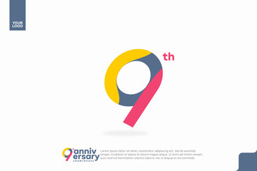 Number 9 logo icon design, 9th birthday logo number, anniversary 9