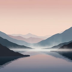 Fototapeta premium Minimalist Mountain Lake at Sunrise