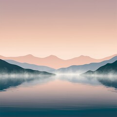 Fototapeta premium Minimalist Mountain Lake at Sunrise