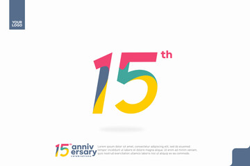 Number 15 logo icon design, 15th birthday logo number, anniversary 15