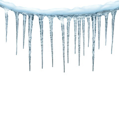 A frosty icicle string garland with subtle sparkles, isolated on transparent. Perfect for winter-themed decor and festive designs
